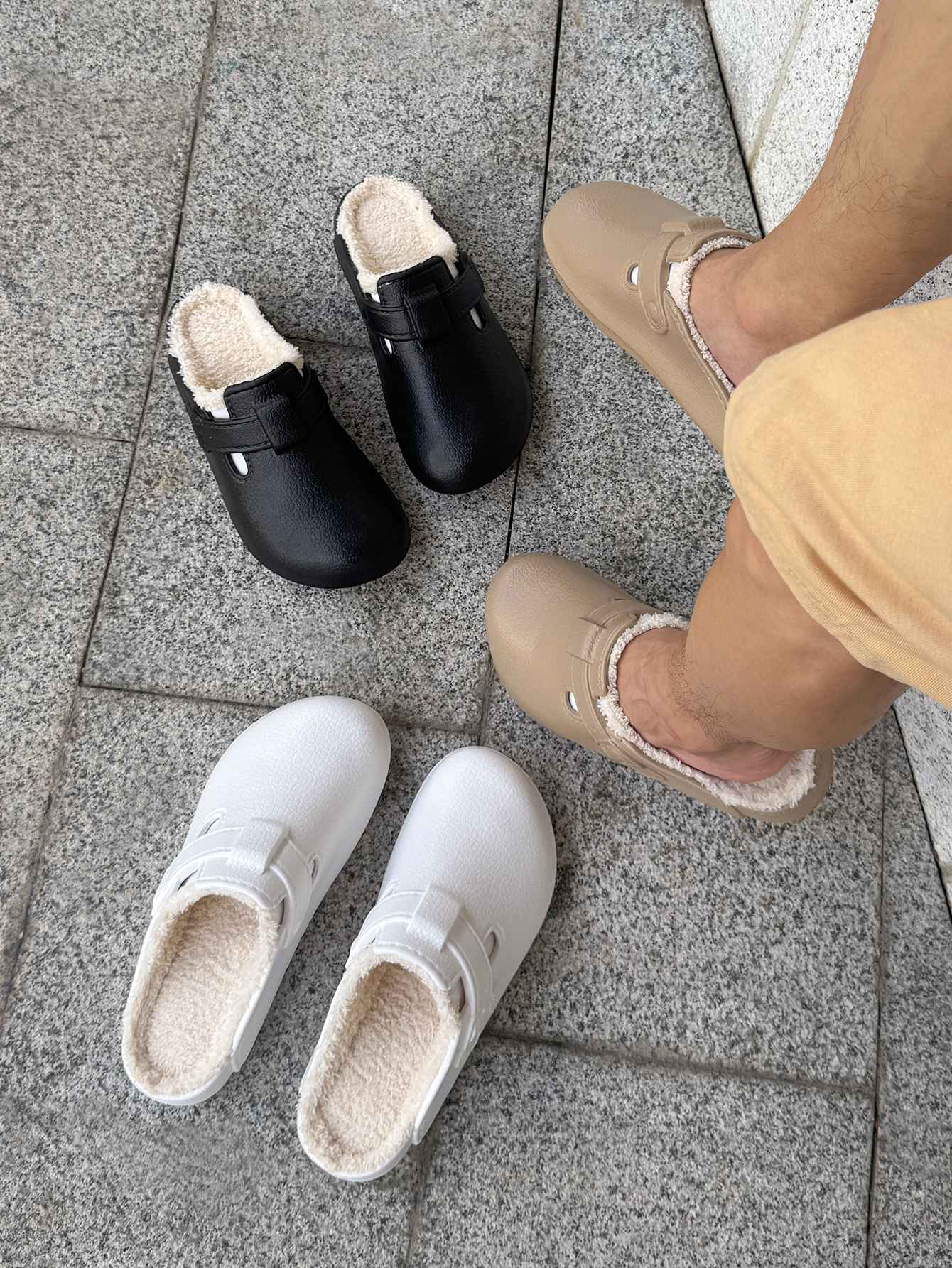 Men Plush Lined Outdoor Anti-slip Garden Shoes Warm Fuzzy Slippers For Women Winter New Cotton Slippers Fuzzy Home Slides