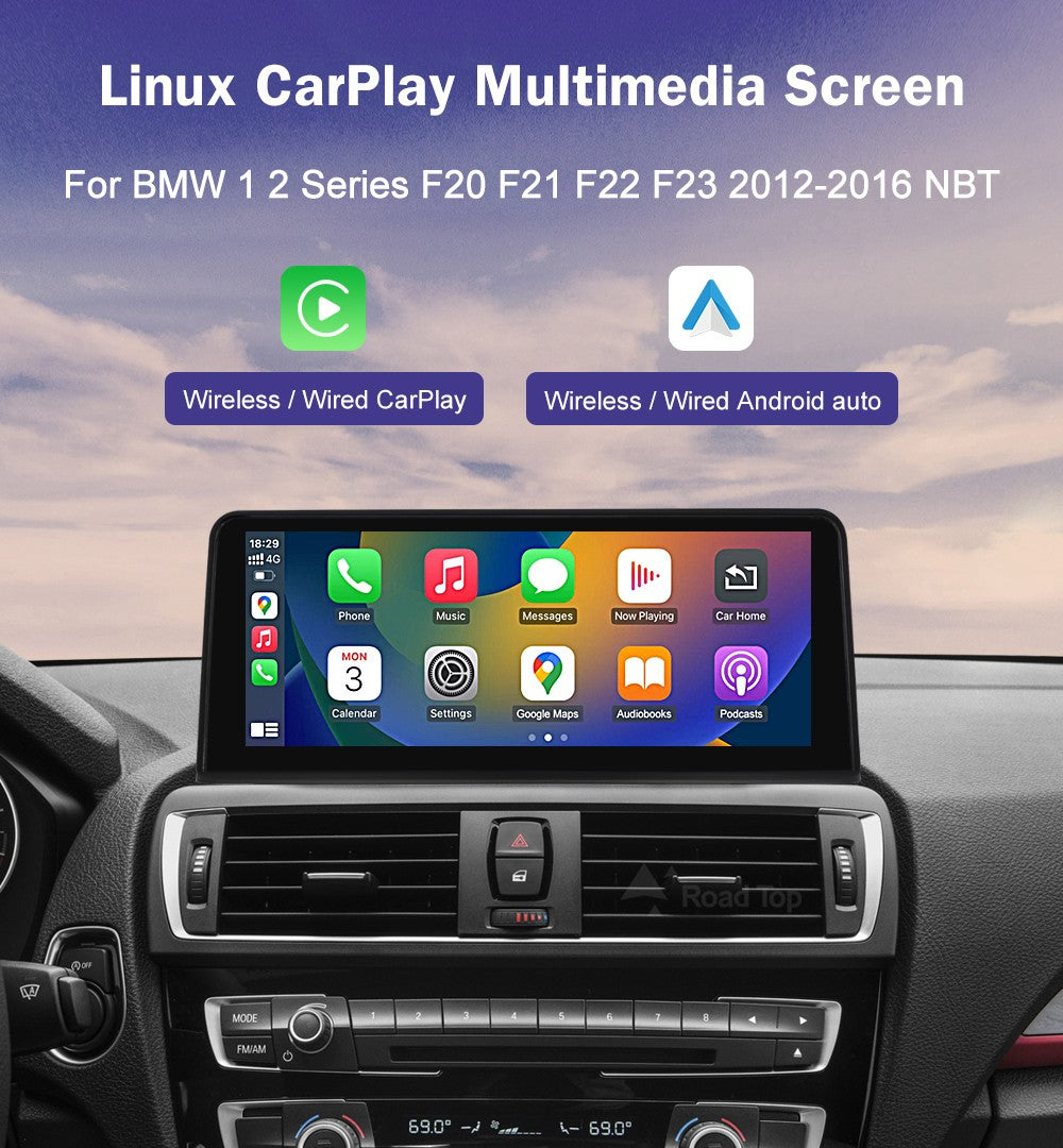 Tela de toque multimídia 1920*720 para BMW Série 1/2/3/4 F20/F21/F22/F30/F31/F33/F34/F36, sistema Android Auto NBT com Carplay sem fio