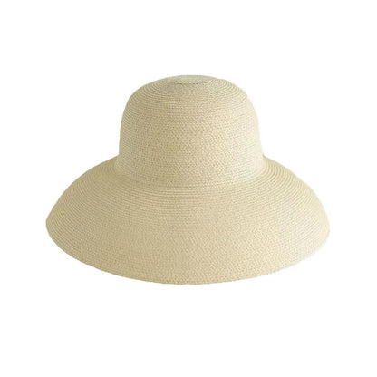 Women Panama Straw Hat Summer Sun Hats Solid Plain Elegant Wide Brim Hat Sunscreen Hepburn Style Beach Hat For Outdoor