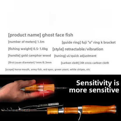 Vara Fuji Fuji tipo Ghost Face para pesca de micro-objetos, vibração, boca de cavalo, UL, ajuste rápido, vara retrátil para riacho