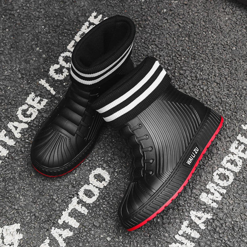 Versatile Casual Short-barreled Waterproof Shoes Men Women Lined With Fleece Warmth Anti-slip Wear-resistant Outdoors Rain Boots