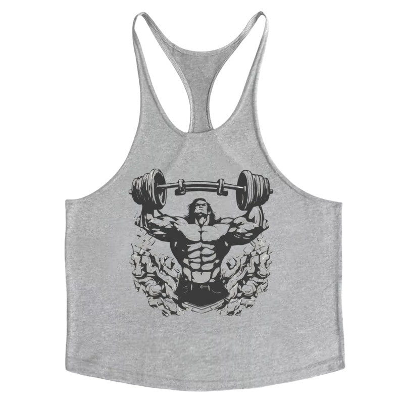 Mens Bodybuilding Fitness Tank Top, Premium Combed Cotton Singlets Sleeveless Shirt for Gym & Weightlifting