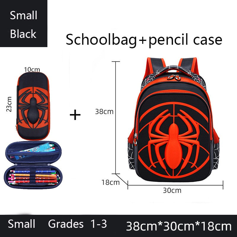 Mochila de Aranha+Estojo para Lápis para Meninos, Mochila Escolar Infantil para Ensino Fundamental, Mochila Cartoon Impermeável para Primária