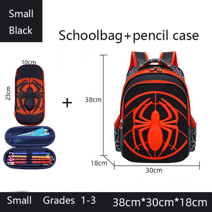 Mochila de Aranha+Estojo para Lápis para Meninos, Mochila Escolar Infantil para Ensino Fundamental, Mochila Cartoon Impermeável para Primária