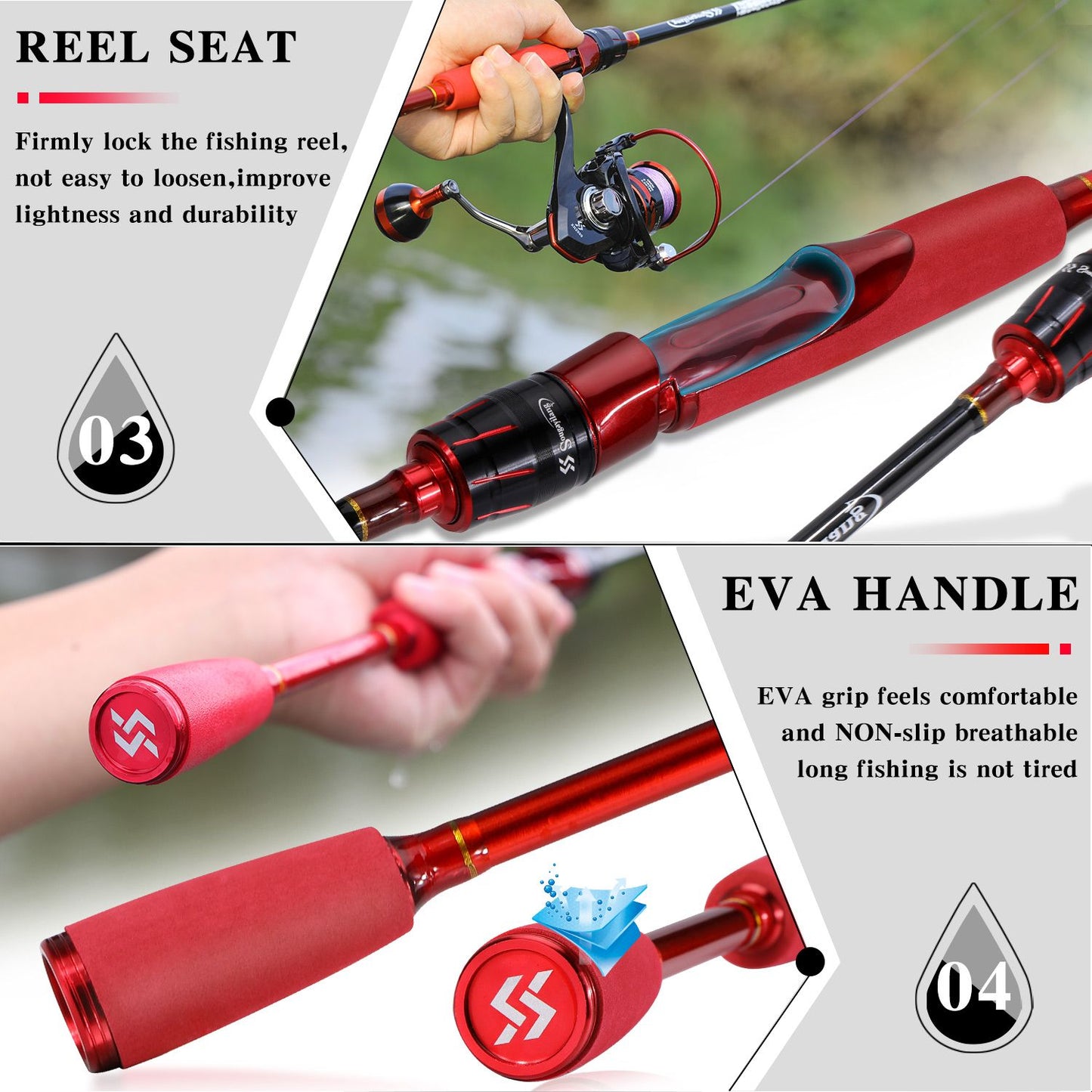 Sougayilang Spinning Fishing Rod 1.8m 2.1m Carbon Rod Baitcasting Fishing Rod 2Section Eva Handle Lure Rod Bass Freshwater Fish
