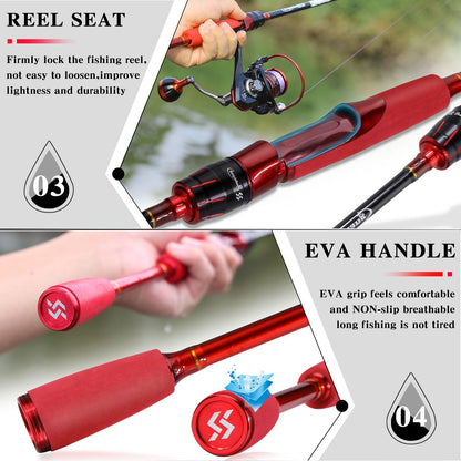 Sougayilang Spinning Fishing Rod 1.8m 2.1m Carbon Rod Baitcasting Fishing Rod 2Section Eva Handle Lure Rod Bass Freshwater Fish
