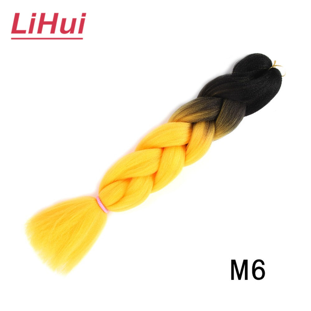 Cabelo Sintético Trança Jumbo 24 Polegadas Ombre Jumbo Extensão de Cabelo para Mulheres Tranças DIY Roxo Rosa Amarelo Cinza Lihu