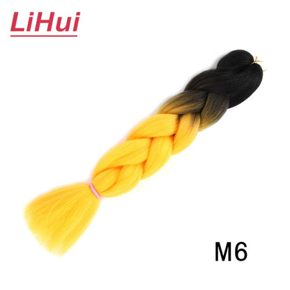 Cabelo Sintético Trança Jumbo 24 Polegadas Ombre Jumbo Extensão de Cabelo para Mulheres Tranças DIY Roxo Rosa Amarelo Cinza Lihu