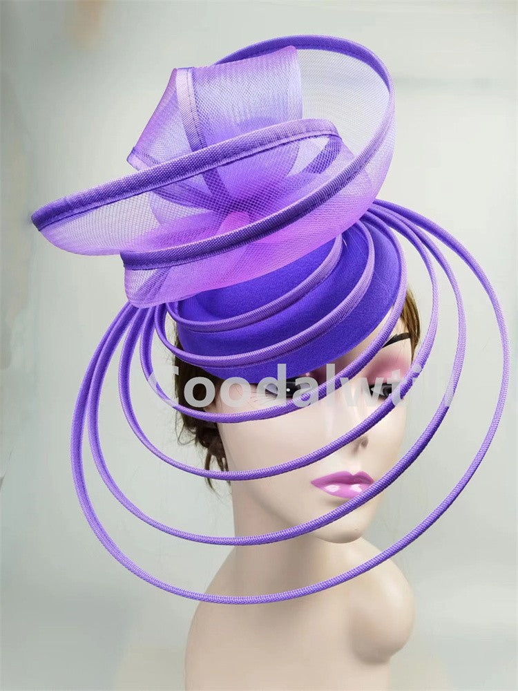 Chapéu Fascinator de Igreja Véu de Casamento de Malha Feminino para Festa Banquete Chapéu Boné Faixa de Cabelo Feminina Festa Chá Royal Ascot Chapéus Pillbox