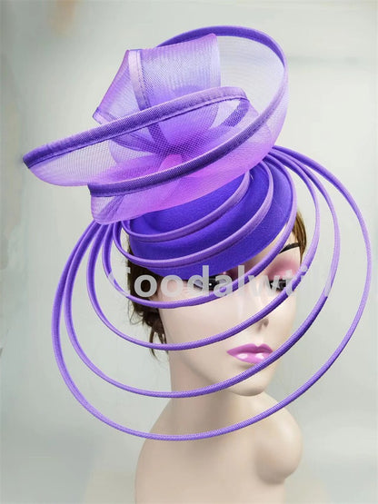 Chapéu Fascinator de Igreja Véu de Casamento de Malha Feminino para Festa Banquete Chapéu Boné Faixa de Cabelo Feminina Festa Chá Royal Ascot Chapéus Pillbox