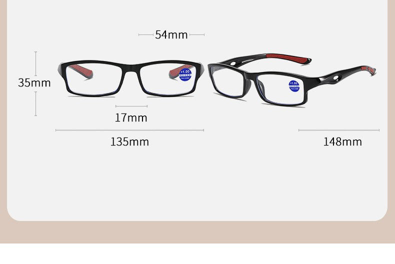 Fashion Reading Glasses Man Sport Non-Slip Anti Blue Light Women Style High Definition Computer Eyeglass+1.0+2.0+3.0+4.0