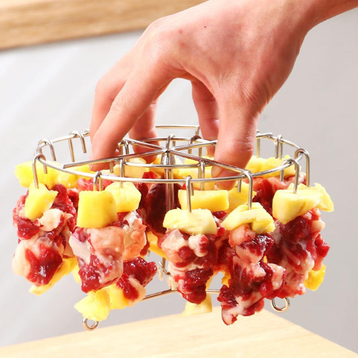 Stainless Steel Grill With 24 Skewers Air Fryer Stand Can Air Fryer Skewer Rack Stainless Steel Wire Rack Kitchen Gadgets Grill