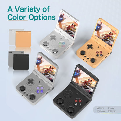 MIYOO Flip V2 Retro Handheld Game Console With Metal Hinge 3.5'' IPS Screen Compact Portable Game Machine Dual Analog Sticks Gif