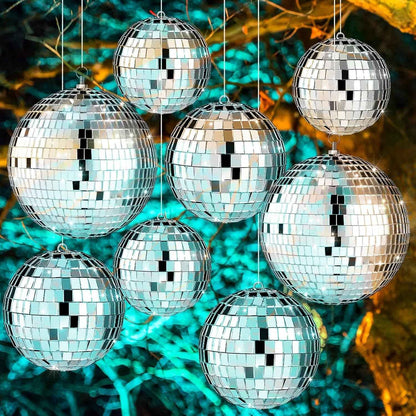 3-15cm Silver Ball Christmas Decoration Hanging Christmas Tree Pendant Ornament Party for Home Decor Xmas New Year Accessories