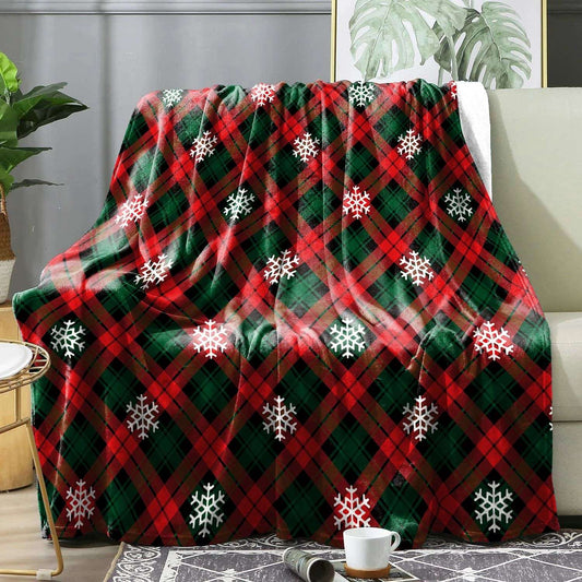 Christmas Plaid Winter Blanket Bedspreads Cover Warm Soft Flannel Throw Blanket for Sofa Decorative Home Bedding Holiday Gifts