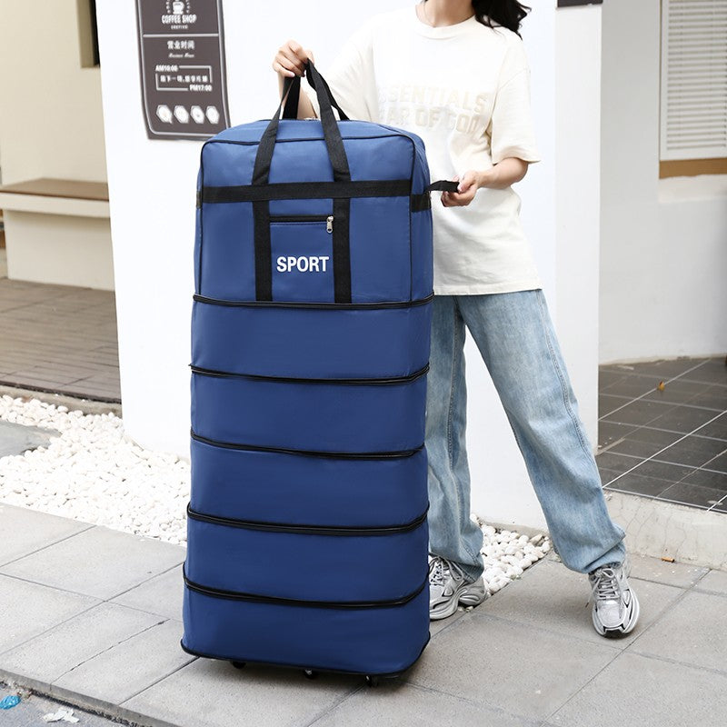 Mala de Viagem Dobrável Versátil de 5 Camadas com Rodas Bagagem Durável Impermeável de Grande Capacidade para Viagens Finais de Semana Escapadas Noturnas