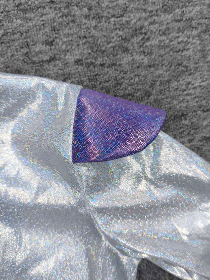 Silver alien style jumpsuit costume with eye headwear for party and role play