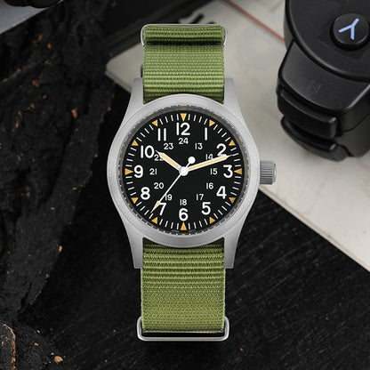 Militado Ml05 Vintage Field Watch VH31 Sweep Second Quartz Movement Sapphire Crystal High Clear AR Coating Luminous 38Mm Watches