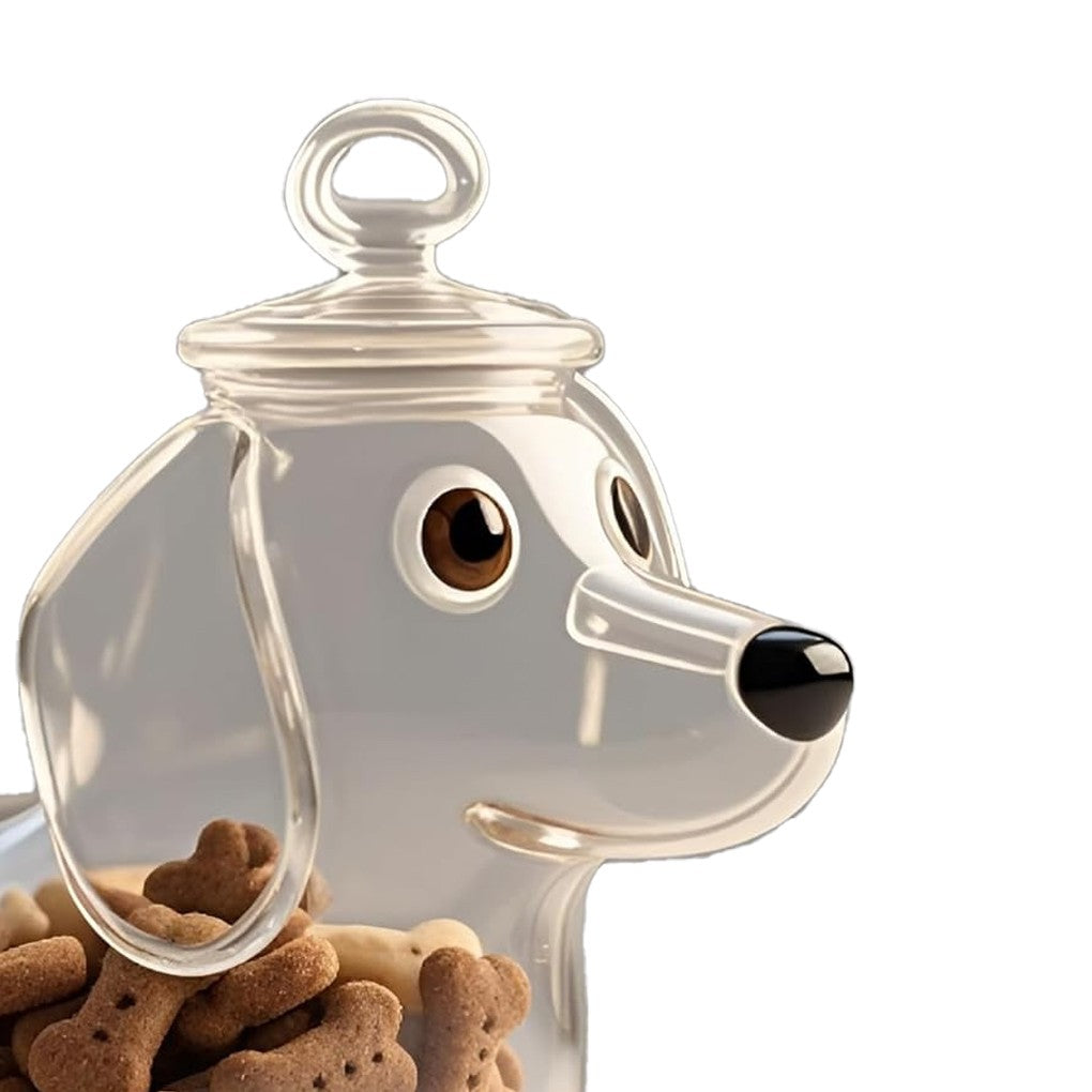 Pote de Vidro Temático de Cachorro Dachshund Fofo Recipiente de Armazenamento de Alimentos Pote de Lanche com Vedação na Tampa Vasilha para Petiscos de Cachorro