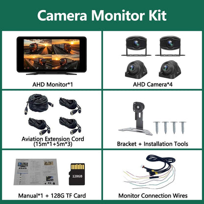 4 Channel 10.1 Inch Truck Bus Vehicle DVR MP5 With 4 PCS AHD 1080P Camera Surveillance Video Parking Recorder Monitor System Kit