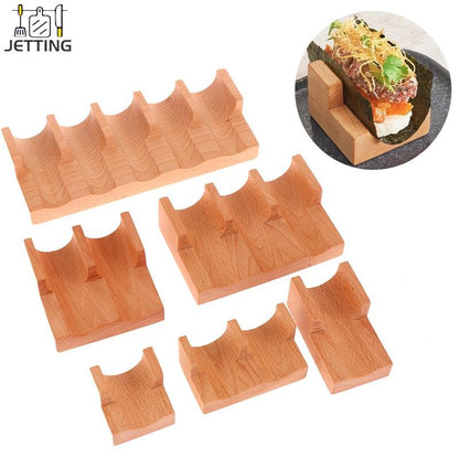 1Pc Japanese Sushi Rack Wooden Taco Snack Food Holder Wood Plate Cuisine Stand Sashimi Sushi Boat For Restaurant Hotel Home