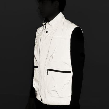 WOSAWE Full Reflective Jacket with Hoodie High Visibility Waterproof Wind Breaker Men Women Hiking Cycling Running Safety Vest