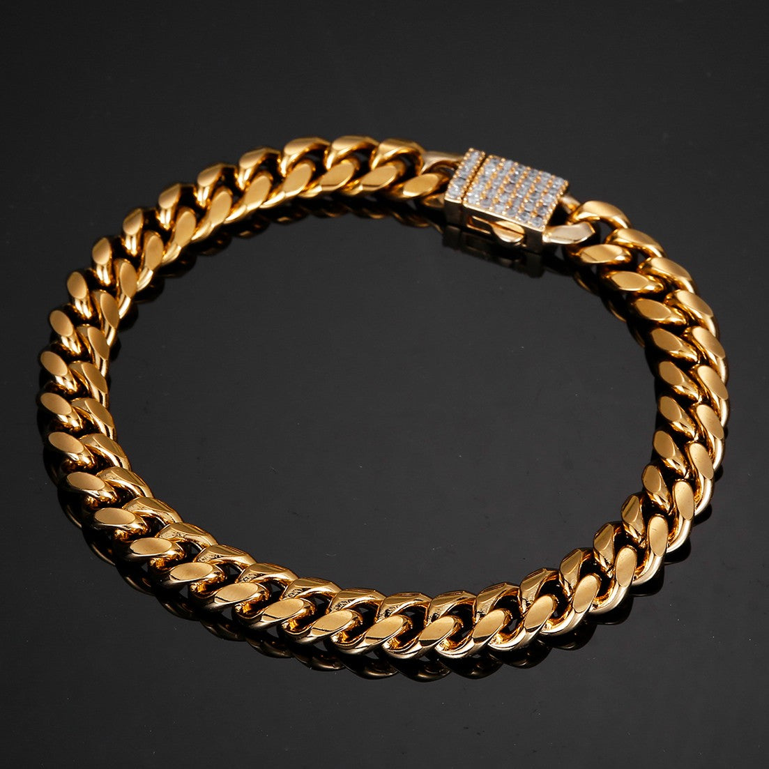Joias Hip Hop 6mm-14mm Qualquer Comprimento 316L Aço Inoxidável Fivela de Cristal Fashion Pulseira Elos Miami Feminina Masculina