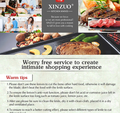 XINZUO 1-5 PCS Kitchen Knives Set VG10 Damascus Stainless Steel Sharp Chef Santoku Nakiri Slicing Paring Knife Pakkawood Handle