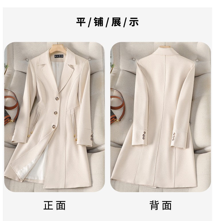 High End Female Coat Long Slim Trench Coat For Women’S England Single Breasted Khaki Women Windbreaker Larger Size Outwear