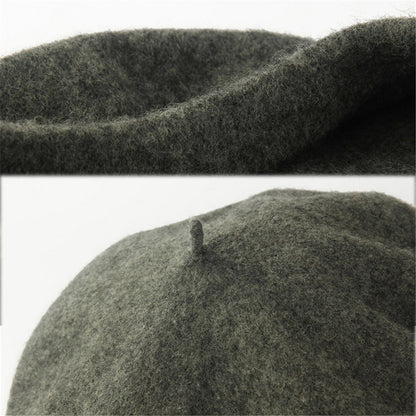 Women Girls Warm Wool Berets Hat Solid Color Retro Plain Cap All Matched Elegant French Artist Hat Lady Women Wool Berets