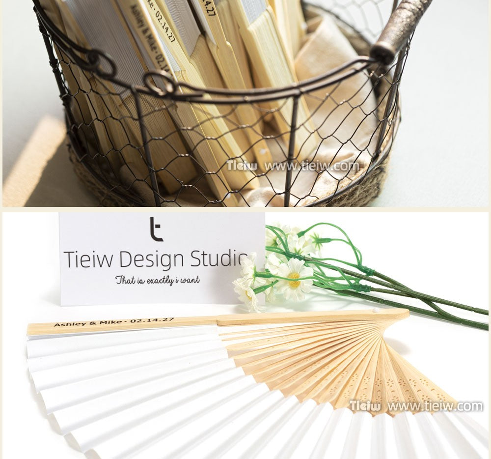 Custom Wedding Fans-Hand Fan For Bridal Shower Beach And Summer Wedding Favors-Personalized Rustic And Elegant Wooden Fan
