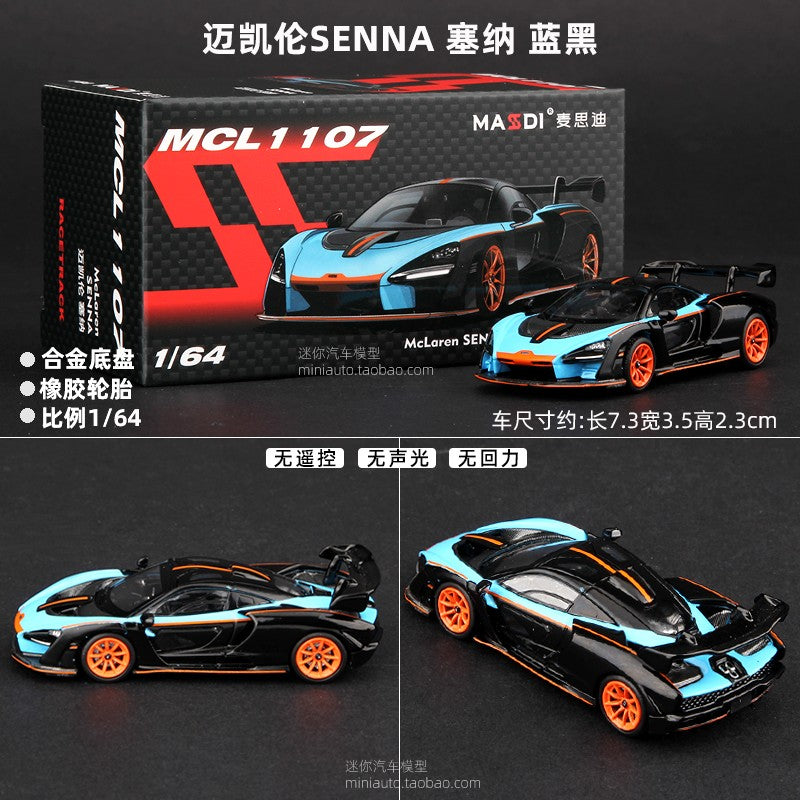 Masdi 1:64 Mclaren Senna MCL1110 Edição Especial Carro Esportivo Miniatura de Liga Diecast Ornamento Mclaren Modelo Colecionável Presentes para Meninos