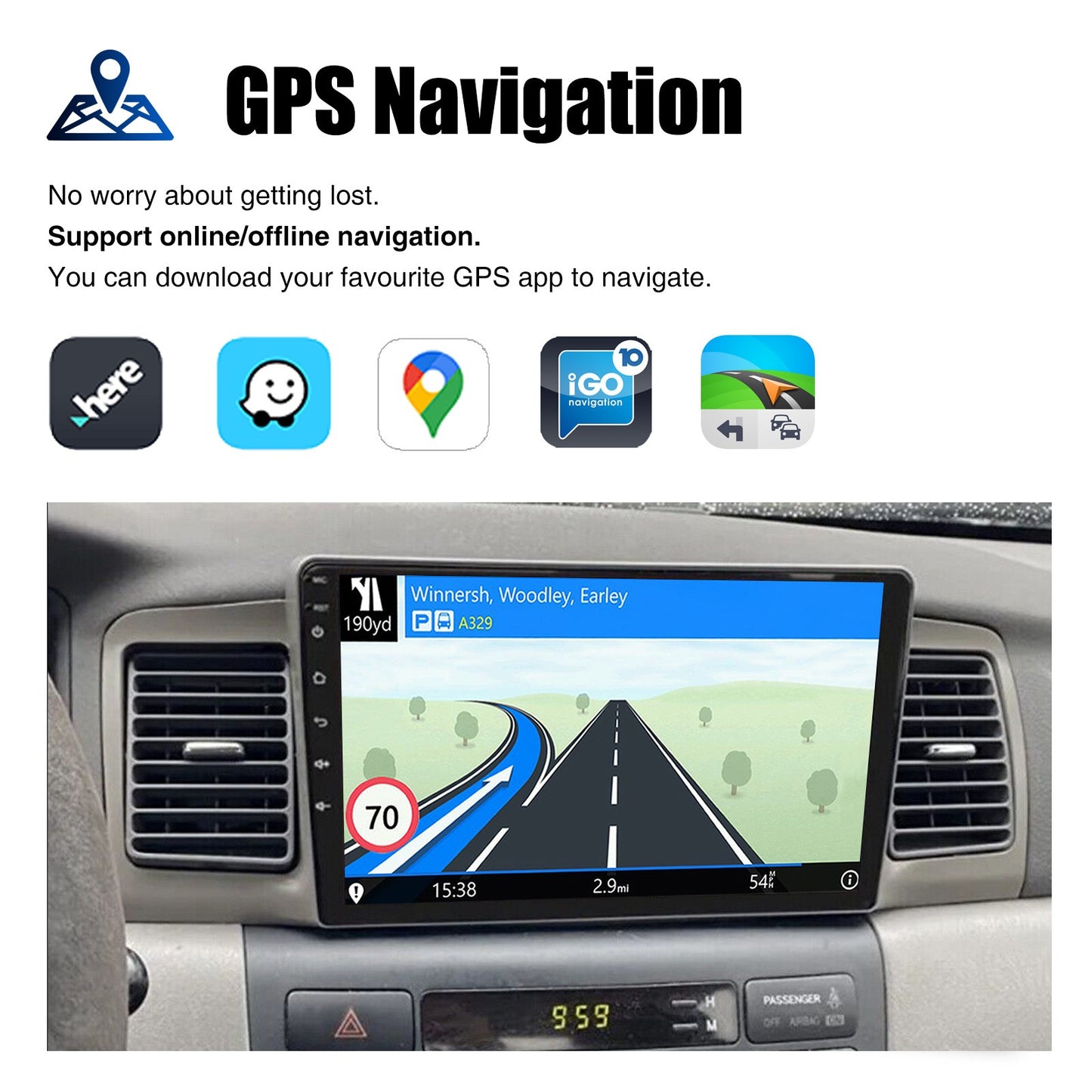 Rádio Automotivo 9" Android 14 Para Toyota Corolla E120 EX 2000 2001 2002 2003 2004 2Din Player Multimídia GPS Navi Central Multimídia WIFI