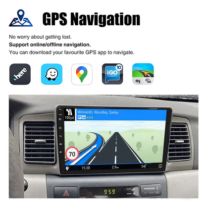 Rádio Automotivo 9" Android 14 Para Toyota Corolla E120 EX 2000 2001 2002 2003 2004 2Din Player Multimídia GPS Navi Central Multimídia WIFI