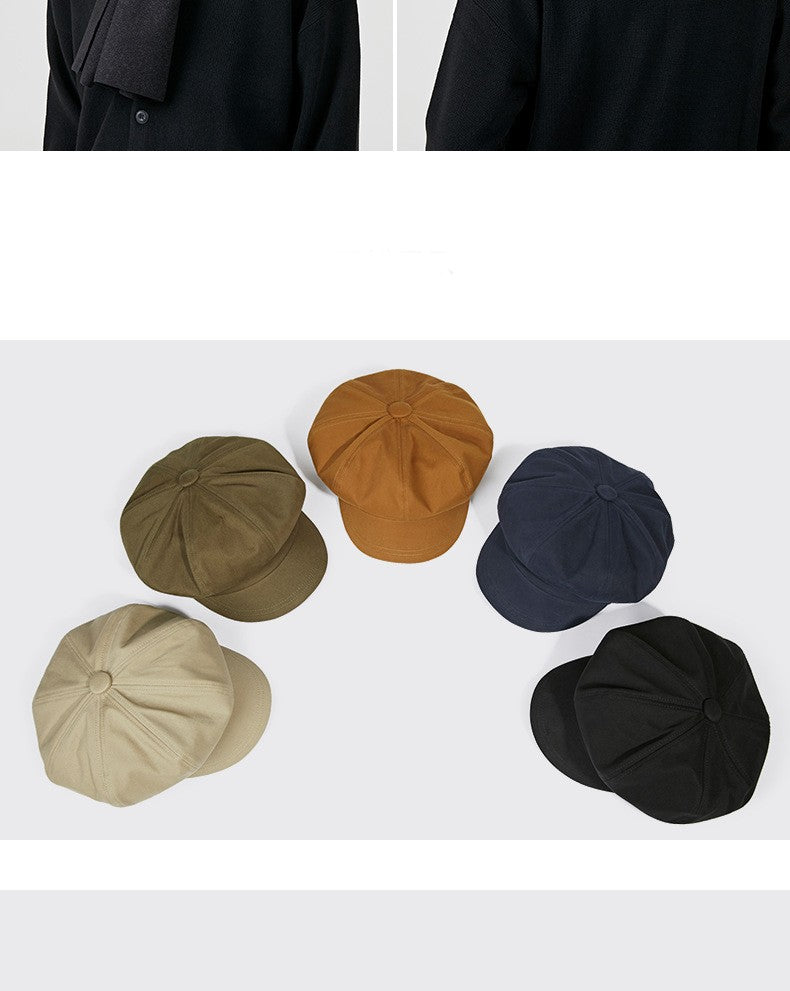 Beret Men's Fashion Spring and Summer Versatile Newsboy Cap Painter's Cap British Vintage Hat Octagonal Cap for Men and Women