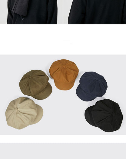 Beret Men's Fashion Spring and Summer Versatile Newsboy Cap Painter's Cap British Vintage Hat Octagonal Cap for Men and Women