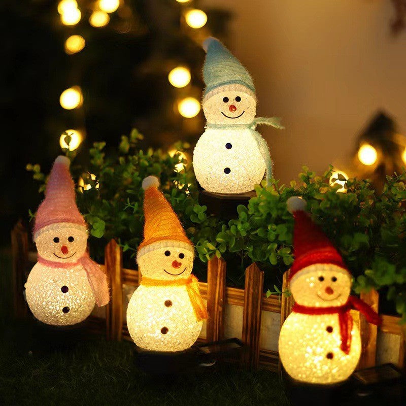 Solar-Powered Christmas Snowman Lights Warm White LED Cute Outdoor Garden Decor Perfect for Christmas Decorations Yard