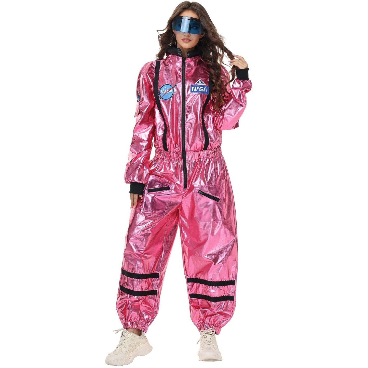 Adult Silver Astronaut Costume Men Women Spaceman Suit Space Jumpsuit Halloween Cosplay Party Dress Up