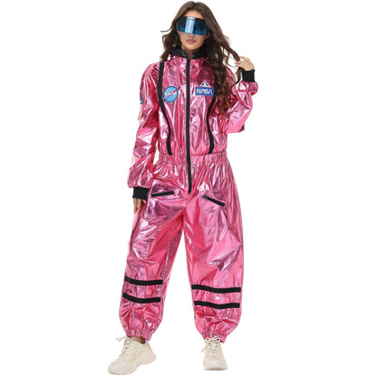 Adult Silver Astronaut Costume Men Women Spaceman Suit Space Jumpsuit Halloween Cosplay Party Dress Up