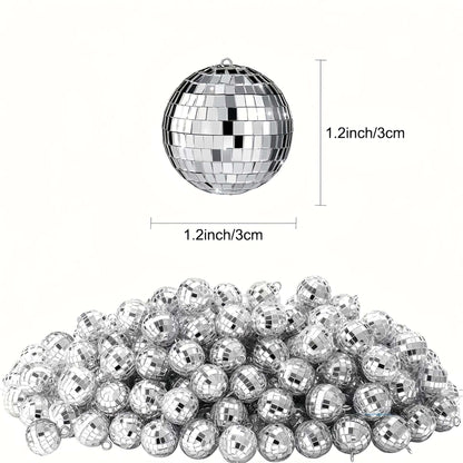 12pcs Mini Disco Mirror Balls-Silvery Reflective Glass Ornaments for '70s Discos Aesthetic Room Decorations Party Supplies