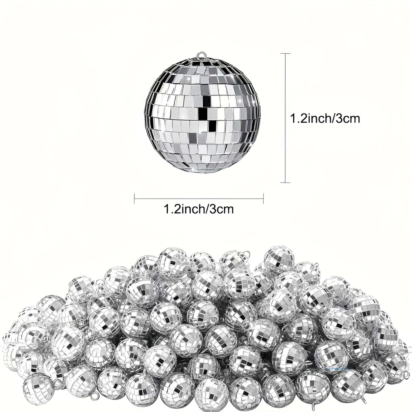 12pcs Mini Disco Mirror Balls-Silvery Reflective Glass Ornaments for '70s Discos Aesthetic Room Decorations Party Supplies