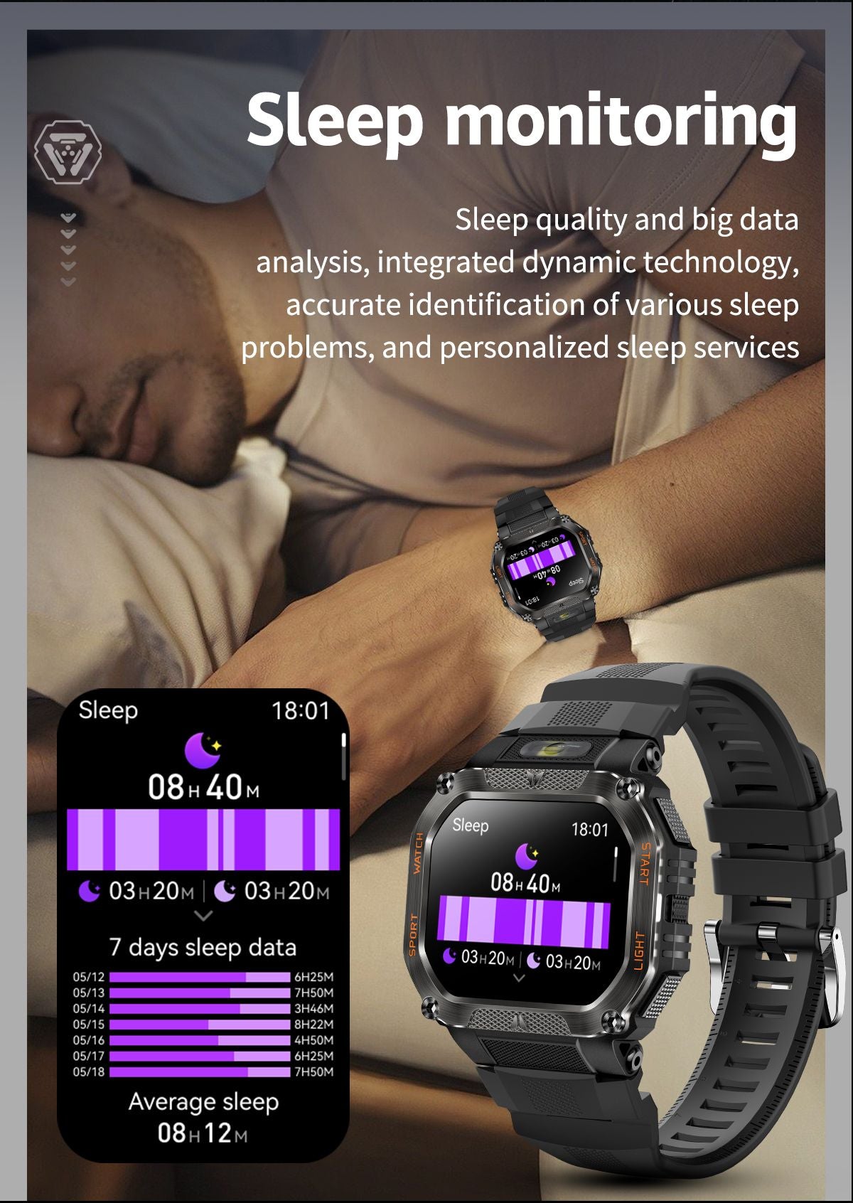 2025 COLMI P85 Smart Watch Men Bluetooth Call Outdoor Rugged Smartwatch 3ATM IP68 Waterproof Flashlight Sports Fitness Watches