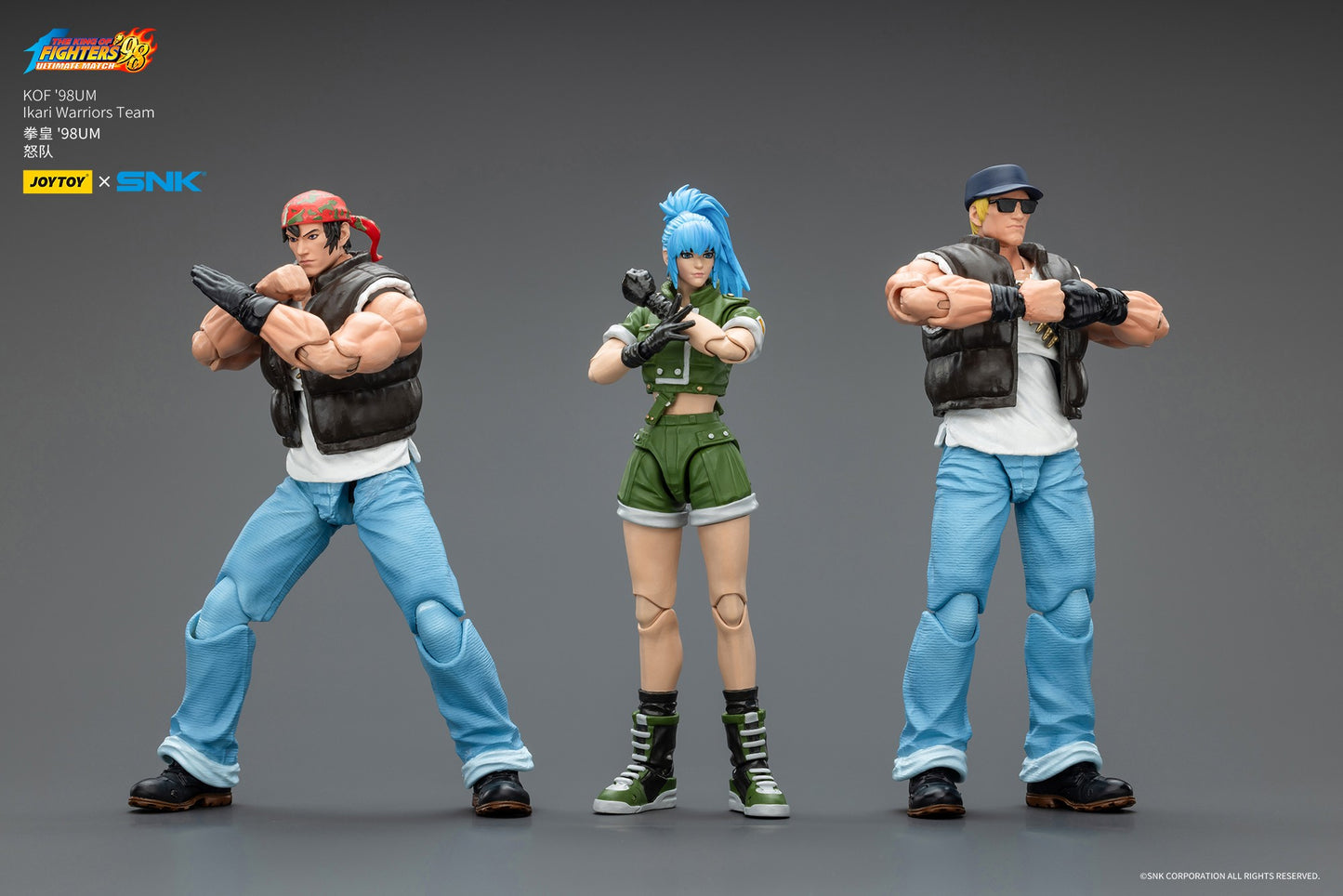 [Pré-venda] 1/18 JOYTOY Boneco de Ação SNK KOF'98UM Ikari Warriors Team Anime Modelo de Brinquedo