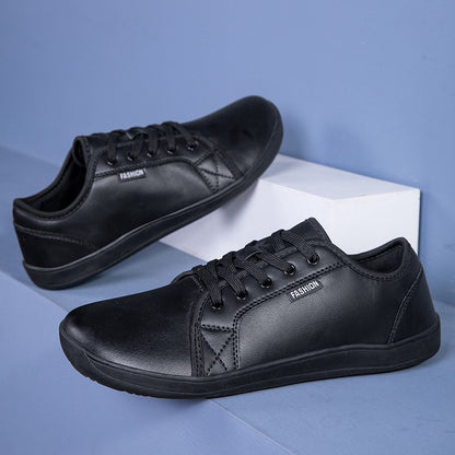 Oiaano Wide Toe Men Minimalist Shoes Comfortable Sneakers Leather Casual Shoes Black Slip On Leisure Loafers Drive Office