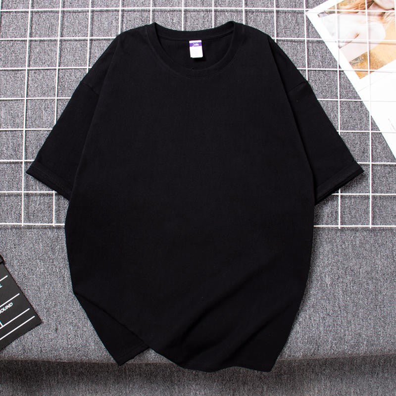 Cotton heavy-duty men's and women's T-shirts, summer breathable short sleeves, customized printing, logo embroidery