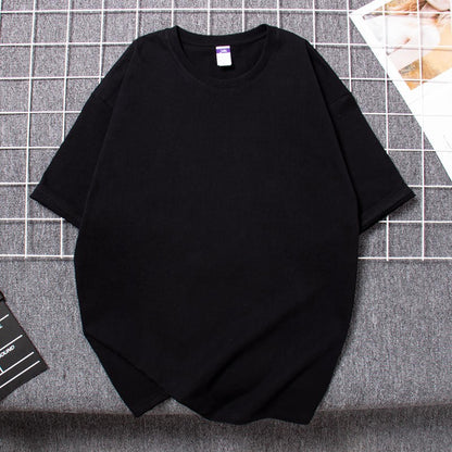 Cotton heavy-duty men's and women's T-shirts, summer breathable short sleeves, customized printing, logo embroidery