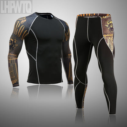 Men's Sports Suit MMA rashgard male Quick drying Sportswear Compression Clothing