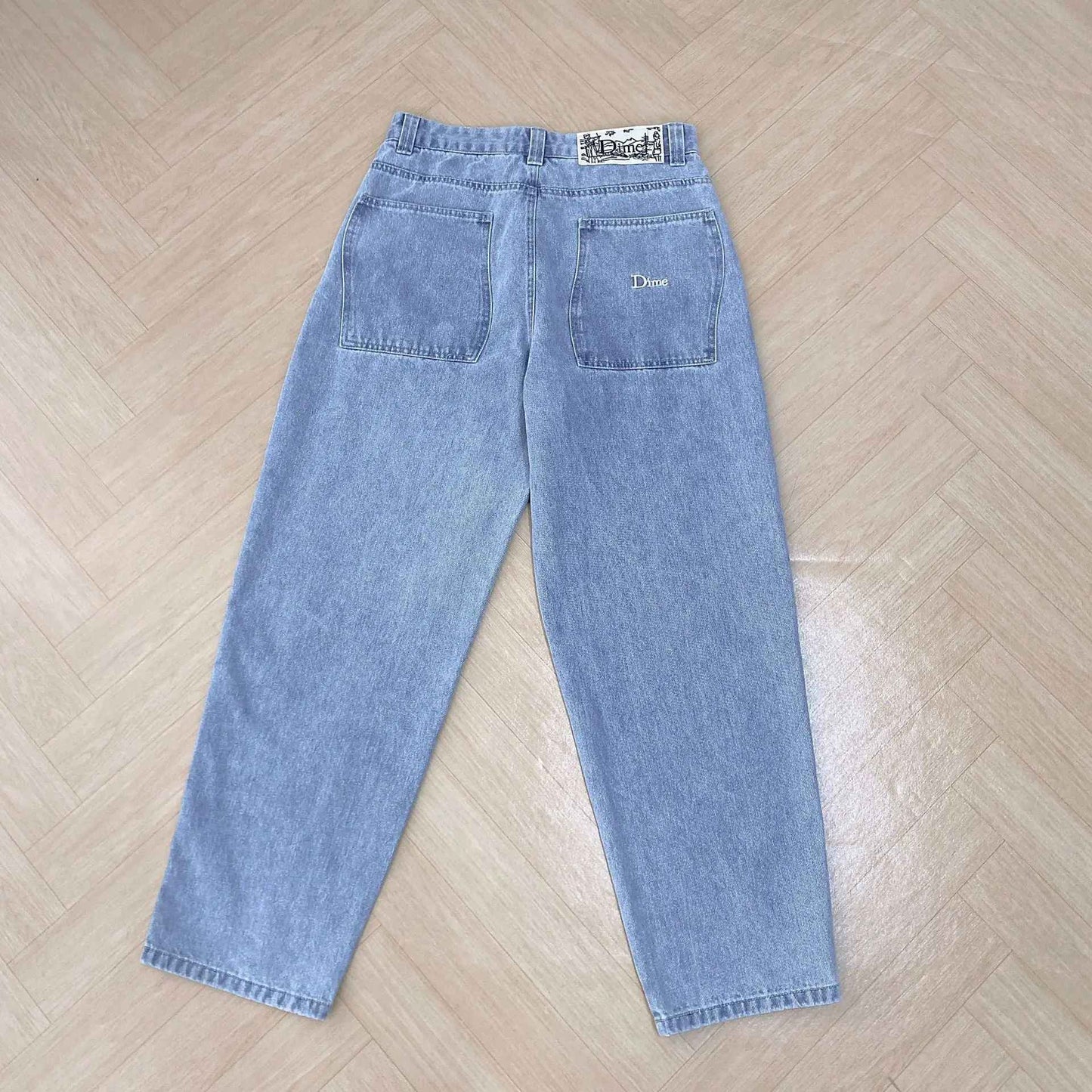 Calça Jeans Masculina Dime Baggy Reta Larga Casual Streetwear Skate Calça Jeans Lavada Comprida Curta Estilo Hip Hop