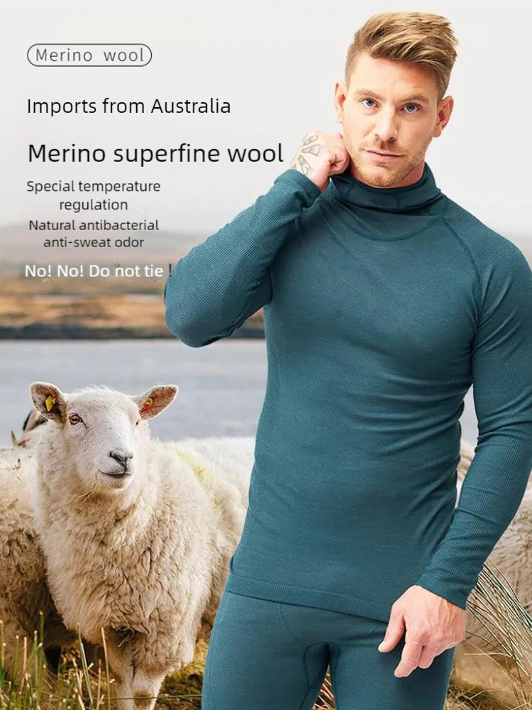 Outdoor men's and women's ski base set Merino wool thermal underwear multi-functional compression clothes running training cloth