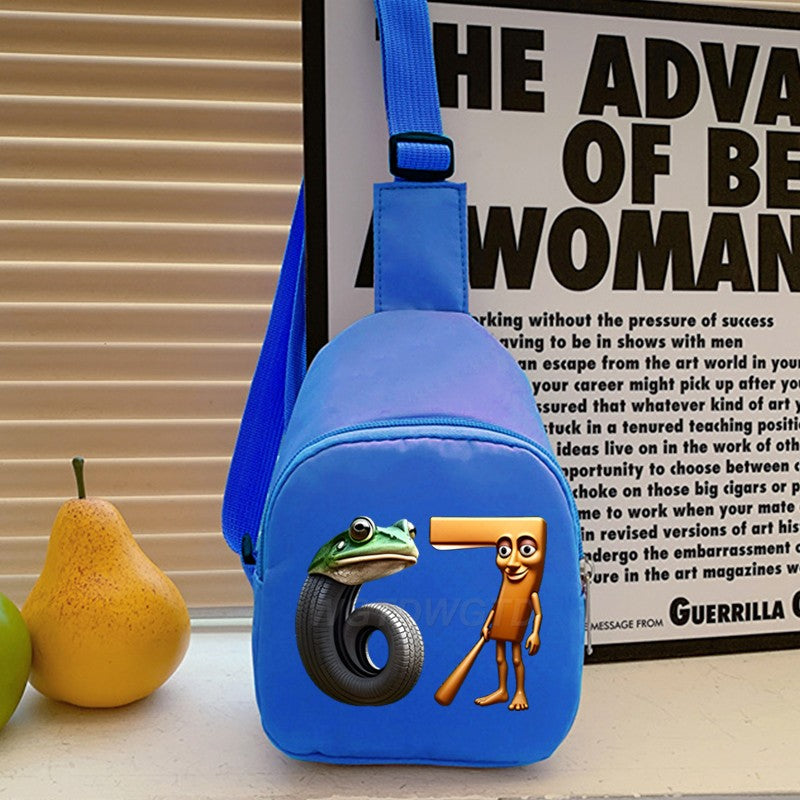 Bolsa de Peito Infantil Italiana Brainrot Engraçada Número 6 7 Estampa Infantil para Menina Menino Tung Tung Tung Sahur Memes Engraçados 6 7 Mini Bolsa